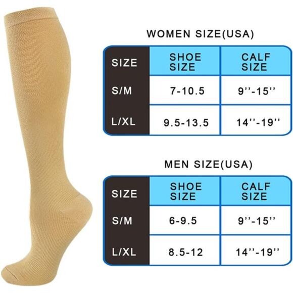 Compression Socks for Women & Men 4 Pairs,Knee High Support Socks - Picture 13 of 14